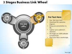 1013 busines ppt diagram 3 stgaes business link wheel powerpoint template