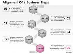 1013 busines ppt diagram alignment of 6 business steps powerpoint template