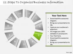 1013 business ppt diagram 11 steps to organize business information powerpoint template