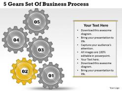 1013 business ppt diagram 5 gears set of business process powerpoint template