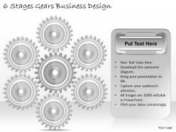 1013 business ppt diagram 6 stages gears business design powerpoint template