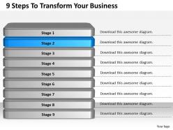 1013 business ppt diagram 9 steps to transform your business powerpoint template