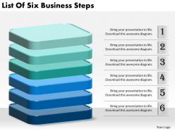 1013 Business Ppt diagram List Of Six Business Steps Powerpoint Template