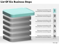 1013 business ppt diagram list of six business steps powerpoint template