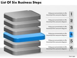 1013 business ppt diagram list of six business steps powerpoint template