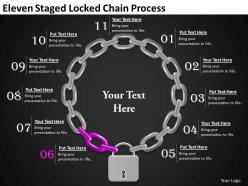 1013 business strategy eleven staged locked chain process powerpoint templates backgrounds for slides