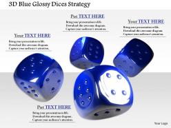 1014 3d blue glossy dices strategy image graphics for powerpoint