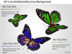 1014 3d colorful butterflies grey background image graphics for powerpoint