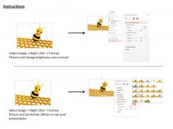 1014 3d honey bee with comb image graphics for powerpoint