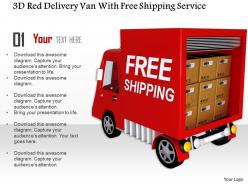 1014 3d red delivery van with free shipping service image graphics for powerpoint