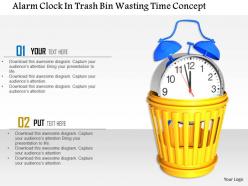 1014 Alarm Clock In Trash Bin Wasting Time Concept Image Graphics For Powerpoint