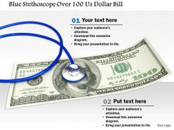 1014 blue stethoscope over 100 us dollar bill image graphics for powerpoint