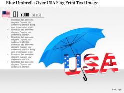 1014 blue umbrella over usa flag print text image graphics for powerpoint