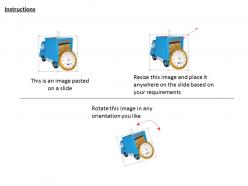 1014 blue van with goods and stopwatch for shipment image graphics for powerpoint