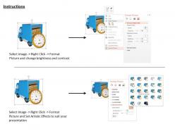 1014 blue van with goods and stopwatch for shipment image graphics for powerpoint