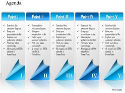 1014 Five Points Agenda Workflow Powerpoint Template