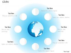1014 globe surrounded with eight spheres image powerpoint template