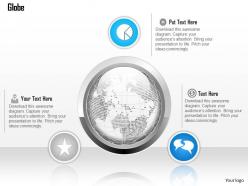 1014 globe with outline and three icons powerpoint template