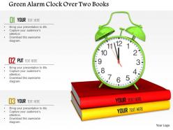 1014 green alarm clock over two books image graphics for powerpoint