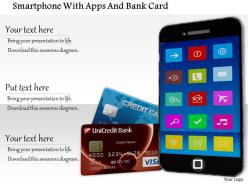 1014 smartphone with apps and bank card image graphics for powerpoint