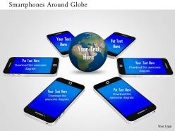 1014 smartphones around globe image graphics for powerpoint