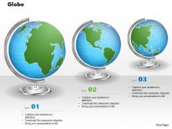 1014 three different areas map globes powerpoint template