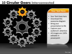 10 circular gears interconnected