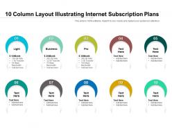 10 column layout illustrating internet subscription plans