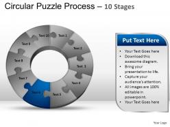 10 components circular puzzle process powerpoint slides and ppt templates 0412