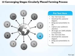 10 converging stages circularly placed forming process charts and powerpoint slides