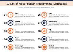 10 list of most popular programming languages