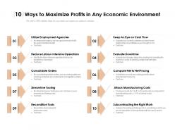 10 ways to maximize profits in any economic environment