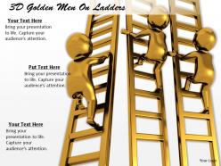 1113 3D Golden Men On Ladders Ppt Graphics Icons Powerpoint