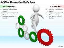 1113 3d man running quickly on gears ppt graphics icons powerpoint