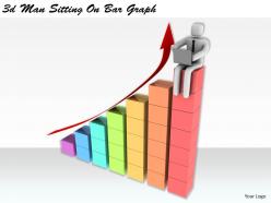 1113 3d man sitting on bar graph ppt graphics icons powerpoint