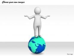 1113 3d man standing on the earth globe ppt graphics icons powerpoint