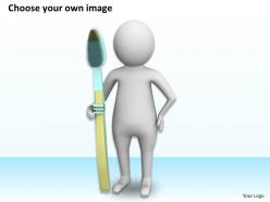 1113 3d man standing with tooth brush ppt graphics icons powerpoint