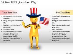1113 3d man with american flag ppt graphics icons powerpoint