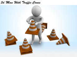 1113 3d man with traffic cones ppt graphics icons powerpoint
