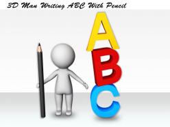 1113 3d man writing abc with pencil ppt graphics icons powerpoint