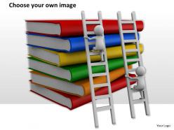 1113 3d people on ladders with books ppt graphics icons powerpoint