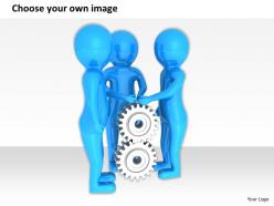 1113 3d people standing with gears ppt graphics icons powerpoint