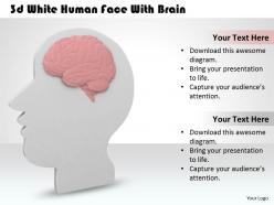 1113 3d white human face with brain ppt graphics icons powerpoint