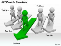 1113 3d winner on green arrow ppt graphics icons powerpoint
