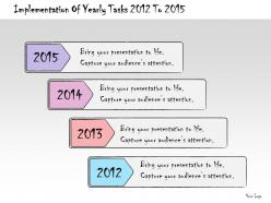 1113 business ppt diagram implementation of yearly tasks 2012 to 2015 powerpoint template