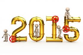 1114 2015 year text made with golden pipe stock photo