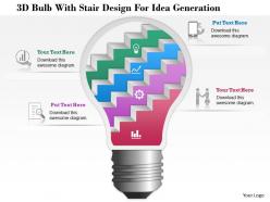 1114 3d bulb with stair design for idea generation powerpoint template