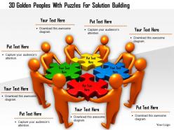 1114 3d golden peoples with puzzles for solution building ppt graphics icons