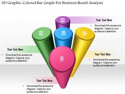 1114 3d graphic colored bar graph for business result analysis powerpoint template