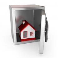 1114 3d house model in bank safe stock photo